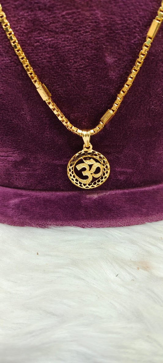 Premium micro gold plated 20" length new trend chain with om pendant