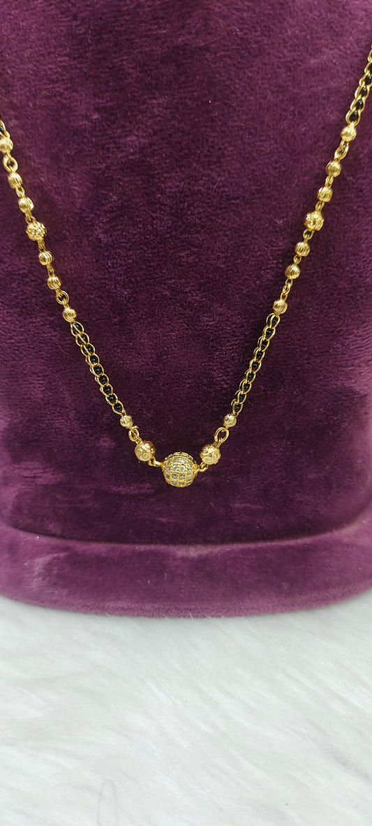 Premium gold look 18" length black beads