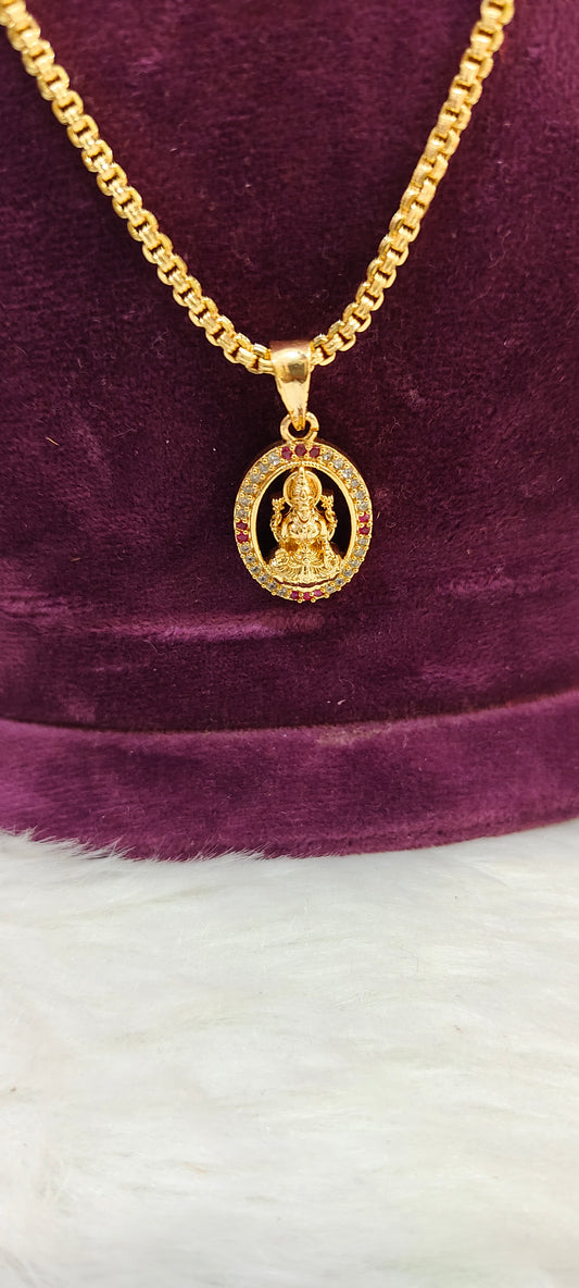 Premium micro gold plated 18" length bharati chain with pendant