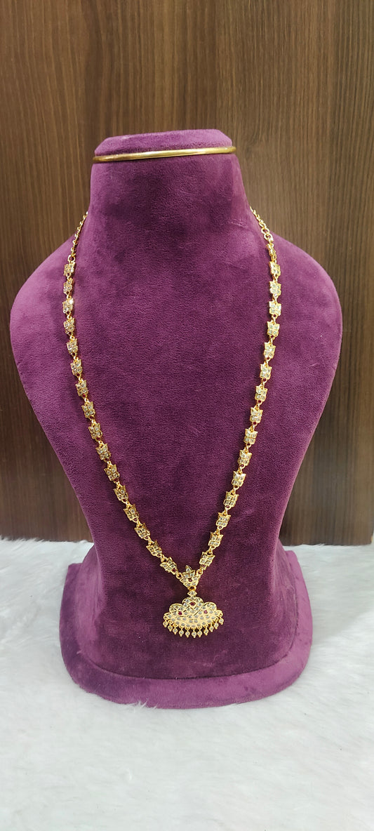 Pure panchaloham long haram with earrings