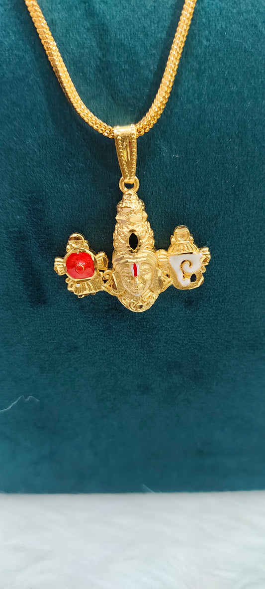 Premium micro gold plated 18" length square chain with Balaji locket