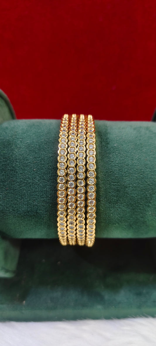 Pure panchaloham white stone 4 bangles