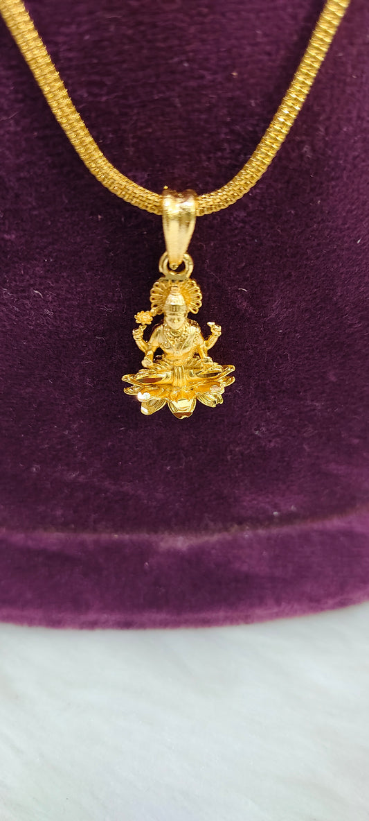 Gold look 18" length maa Lakshmi Devi pendant chain