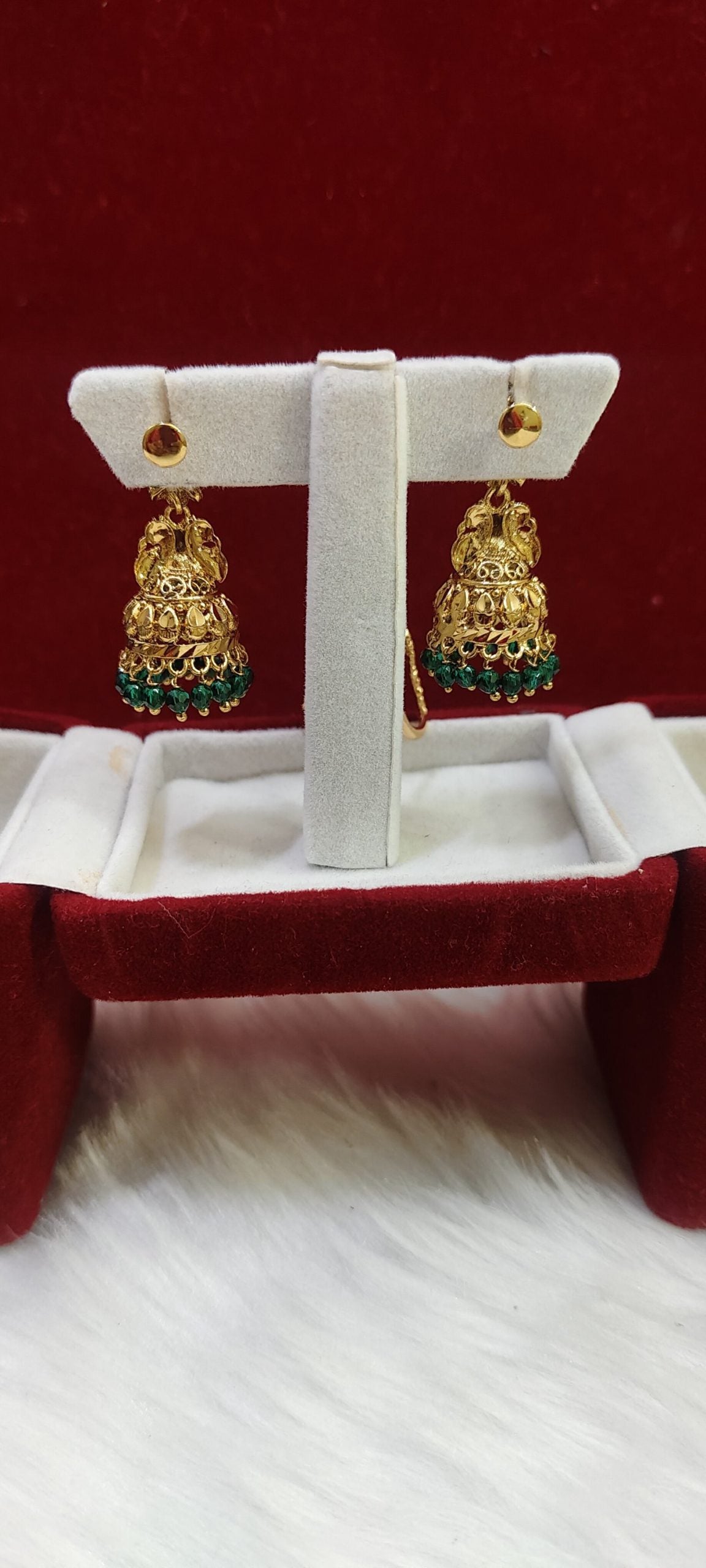 green combo jhumkas