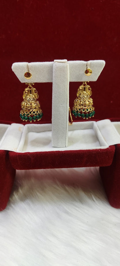 green combo jhumkas