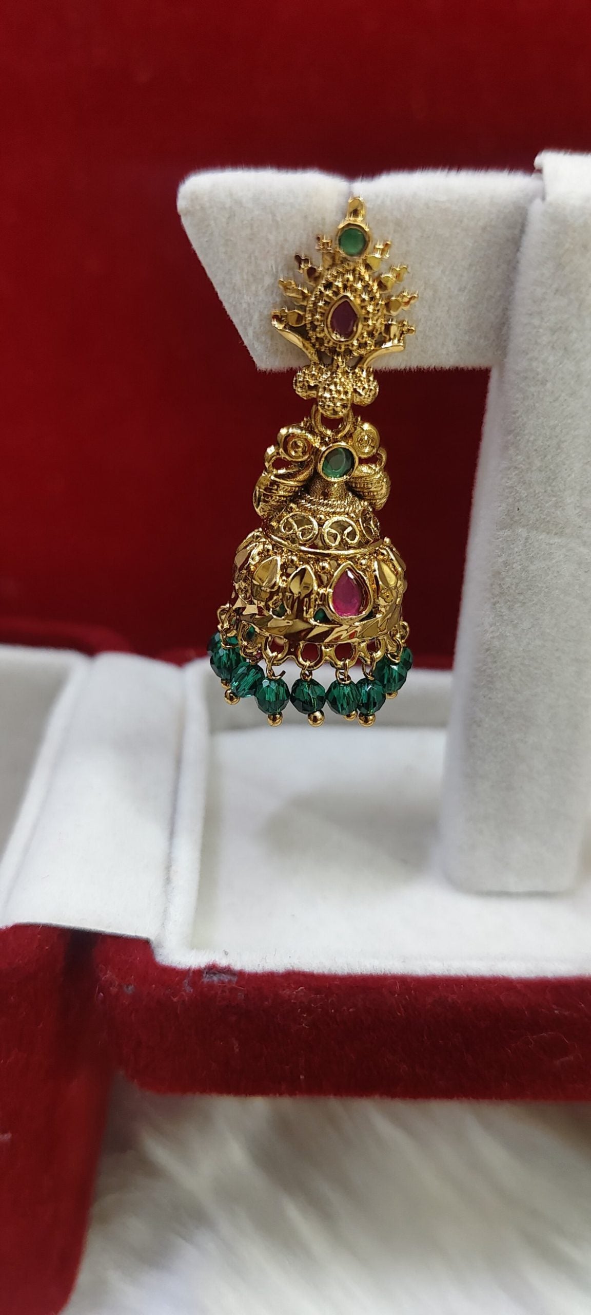 green combo jhumkas