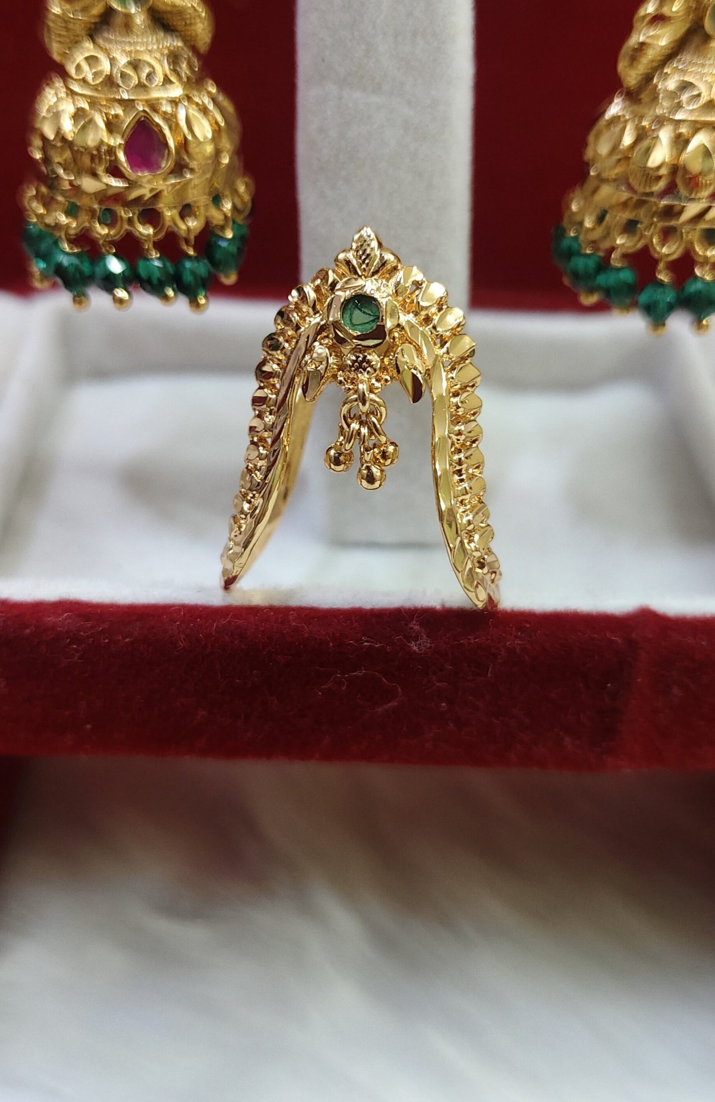 green combo jhumkas