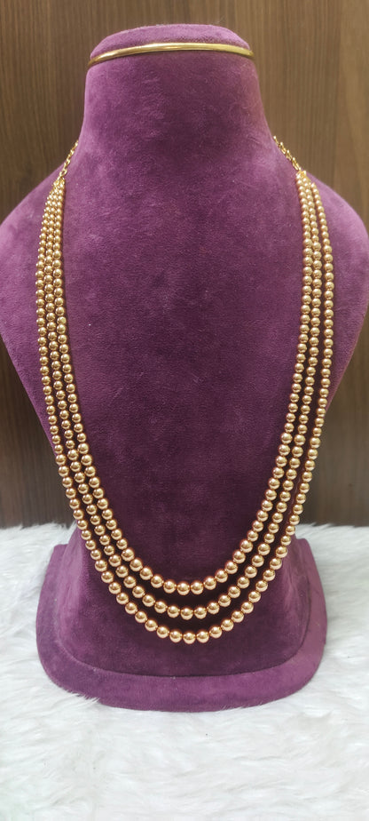 Premium royal look 3 step pearl Chain with 28" length (unisex peice)