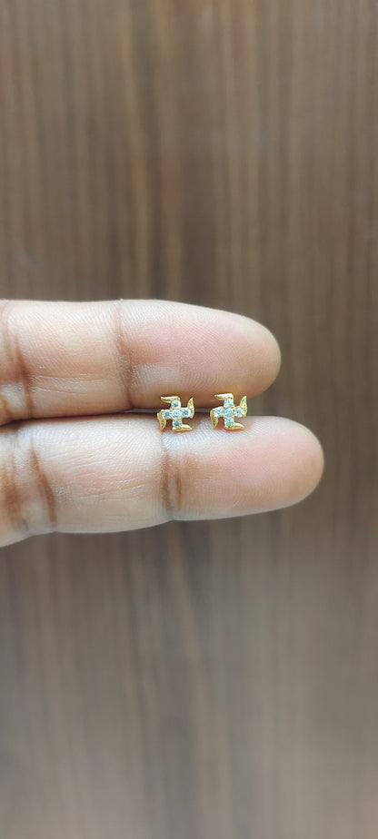 Pure panchaloham small kids swasthik studs