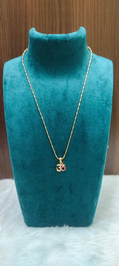 Pure panchaloham om pendant with micro gold plated 18 " length chain