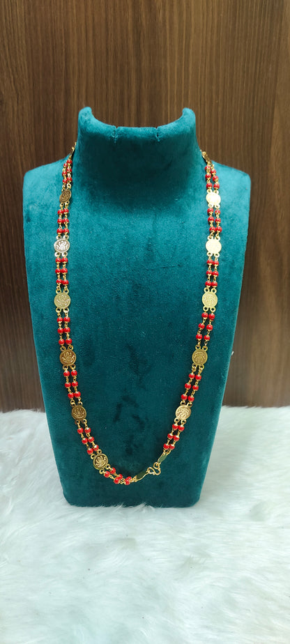 Premium micro gold plated daily wear 24" length 2 line beads kasu mala