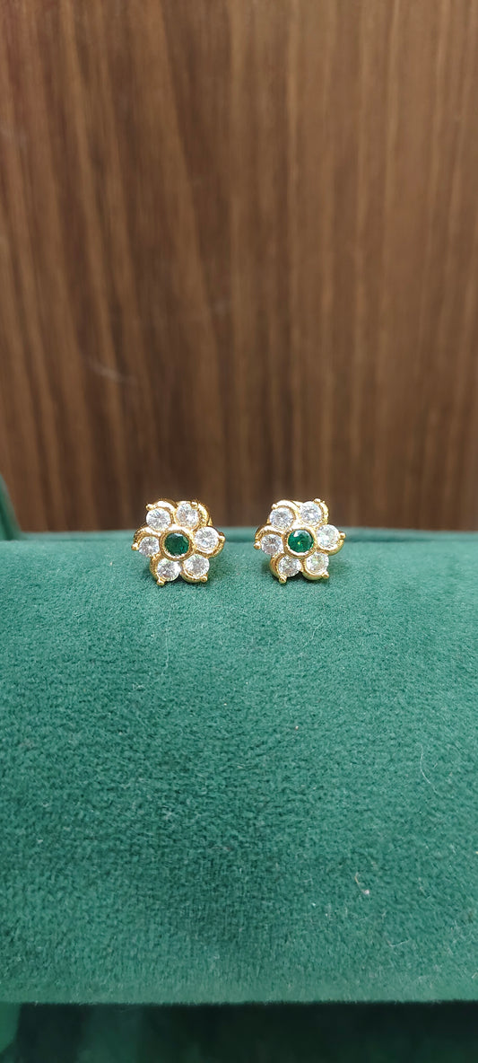 Pure panchaloham daimond look flower studs
