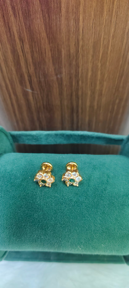 Pure panchaloham daimond look flower studs