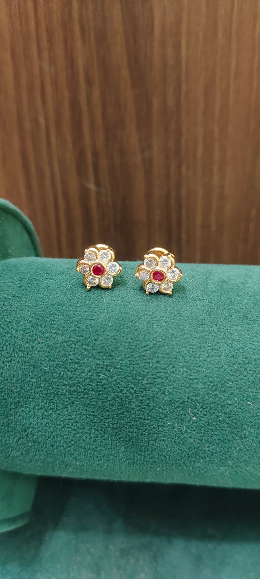 Pure panchaloham daimond look flower studs