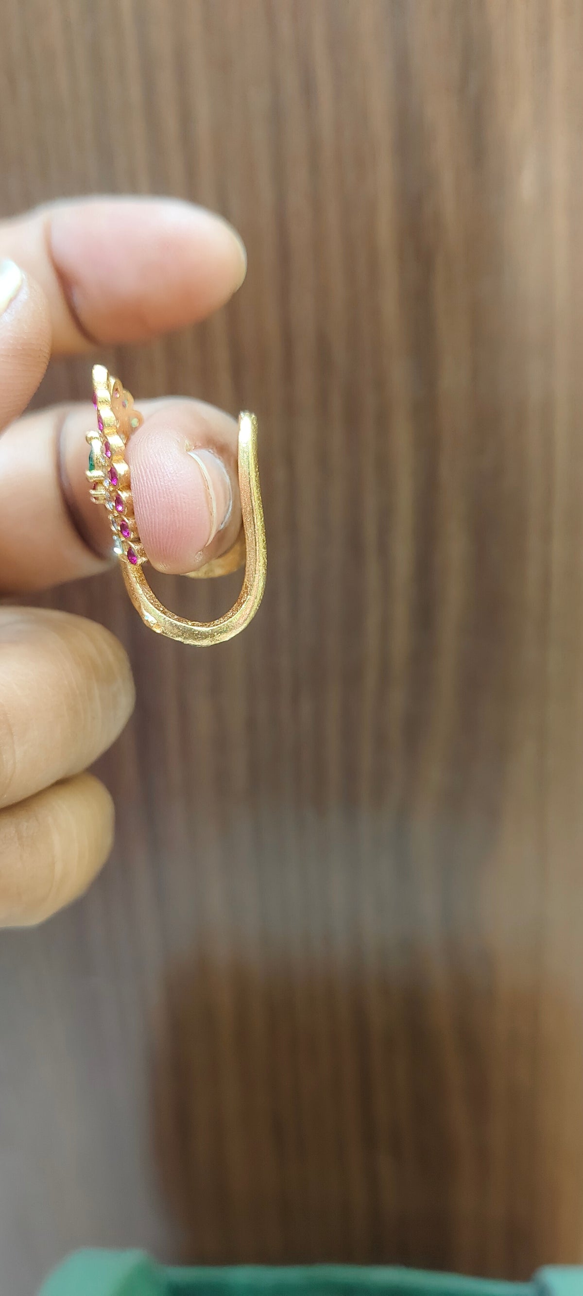 Pure panchaloham unpolished vanki ring with multi colour stone touch