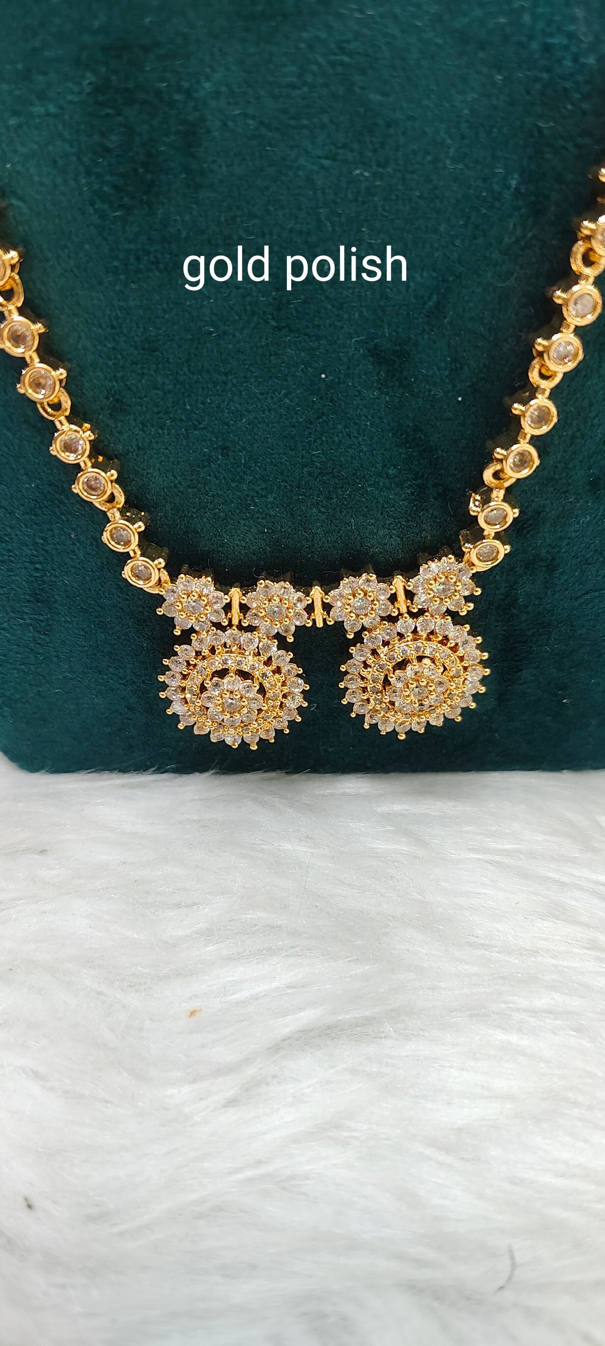 Premium gold look daimond thali chain with earrings