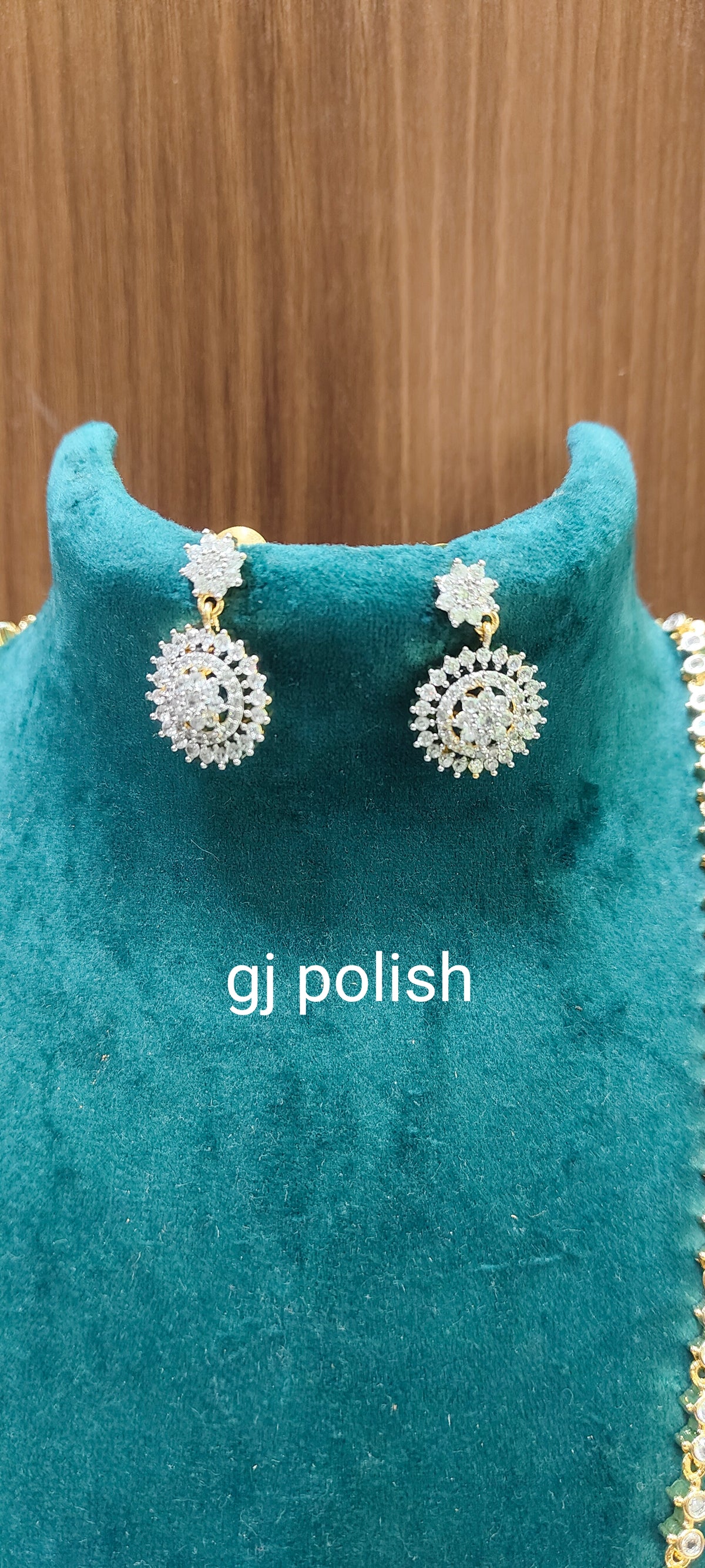 Premium gold look daimond thali chain with earrings