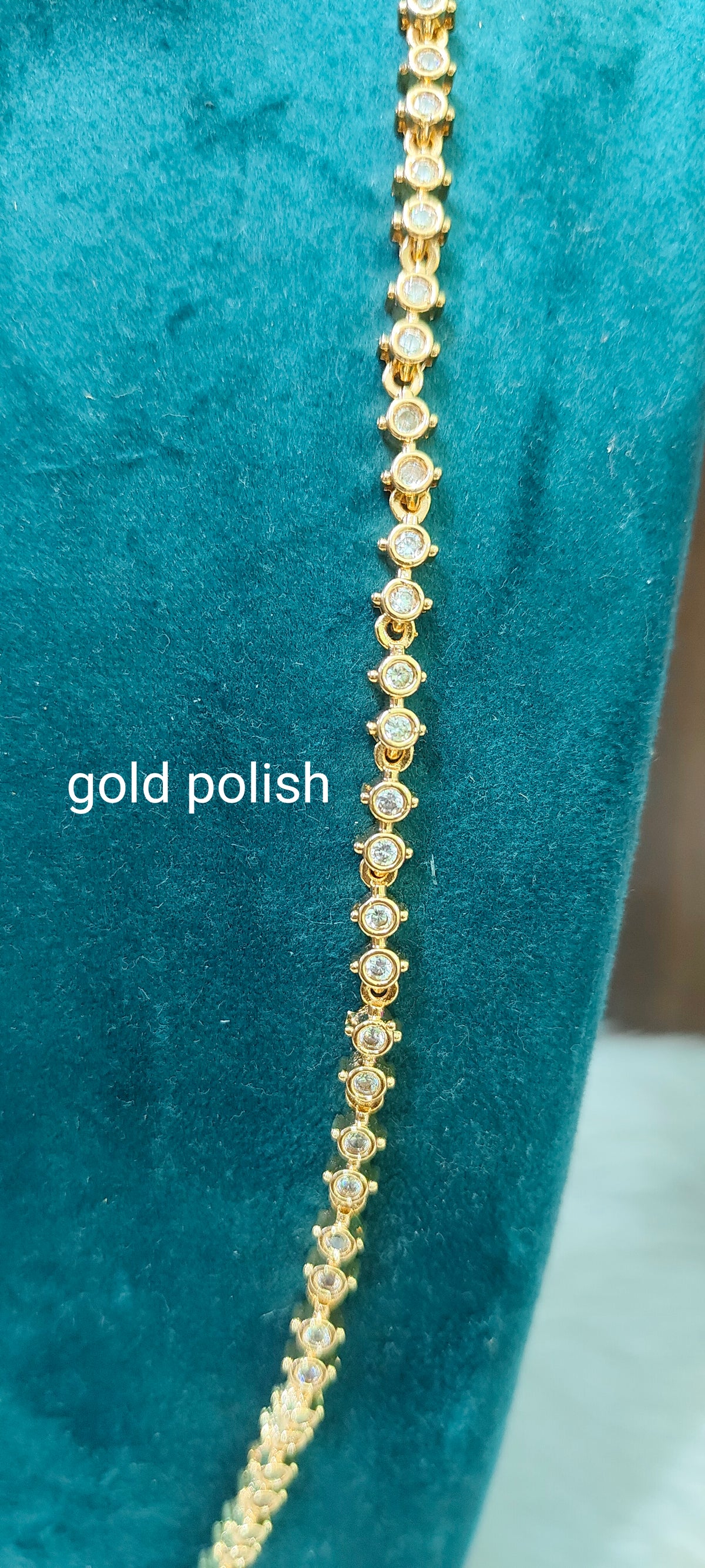 Premium gold look daimond thali chain with earrings