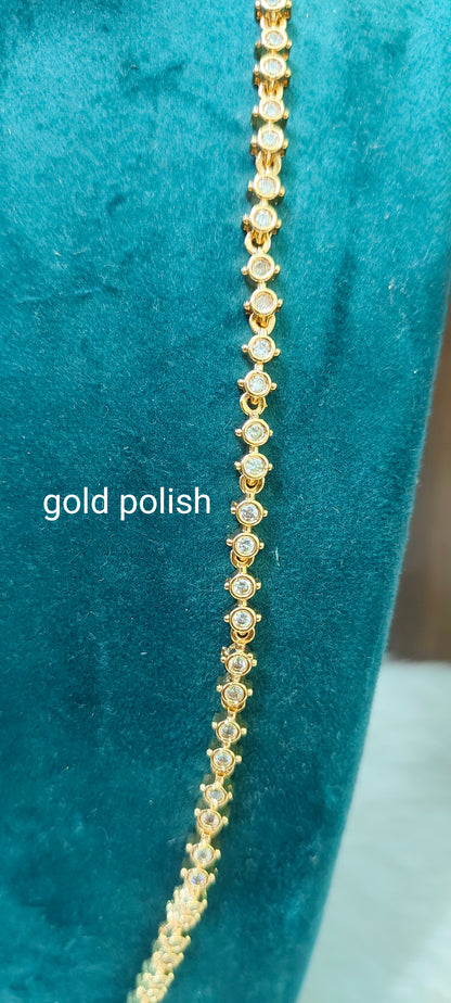 Premium gold look daimond thali chain with earrings