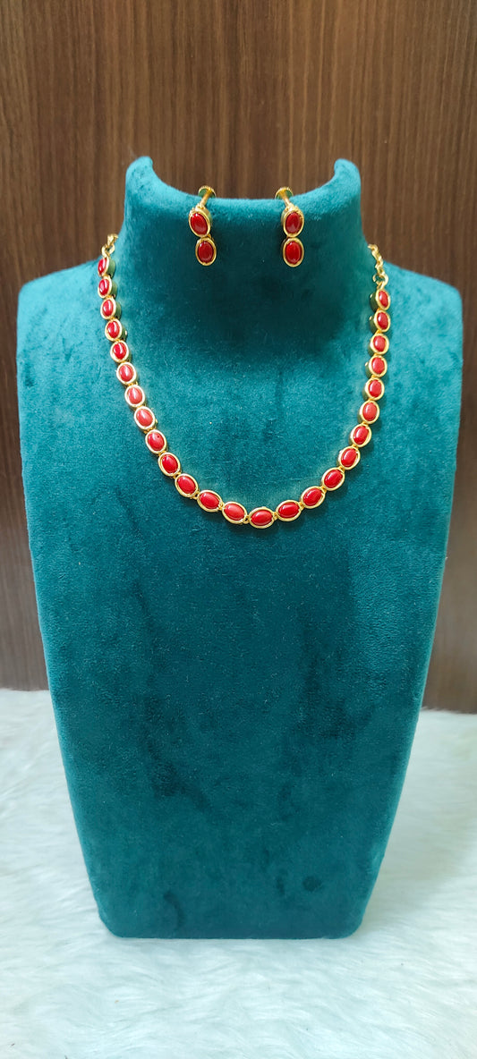 Pure panchaloham koral pattren necklace with earrings