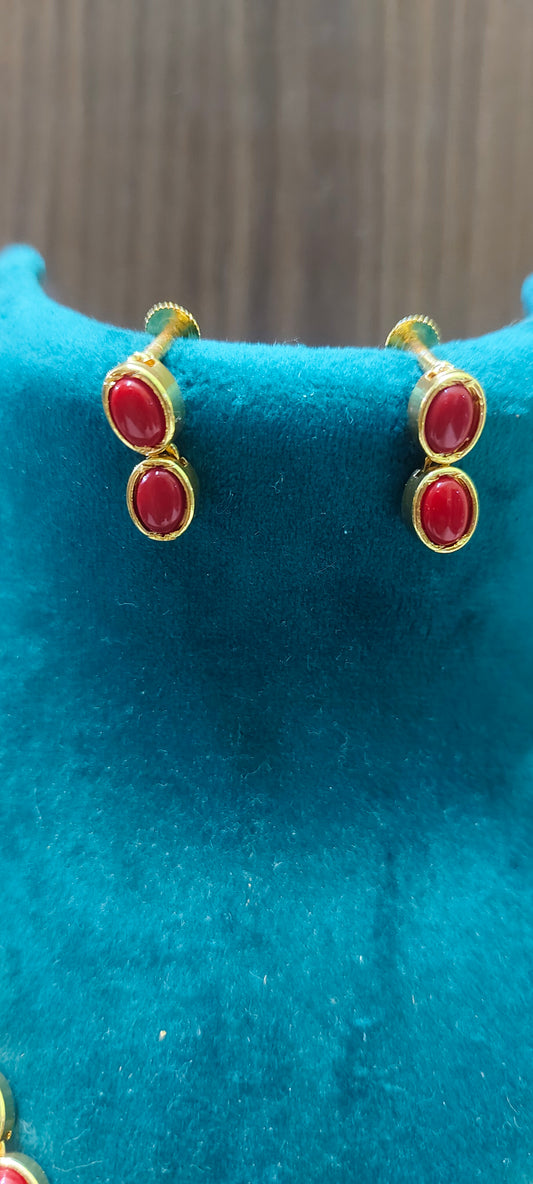 Pure panchaloham koral pattren necklace with earrings