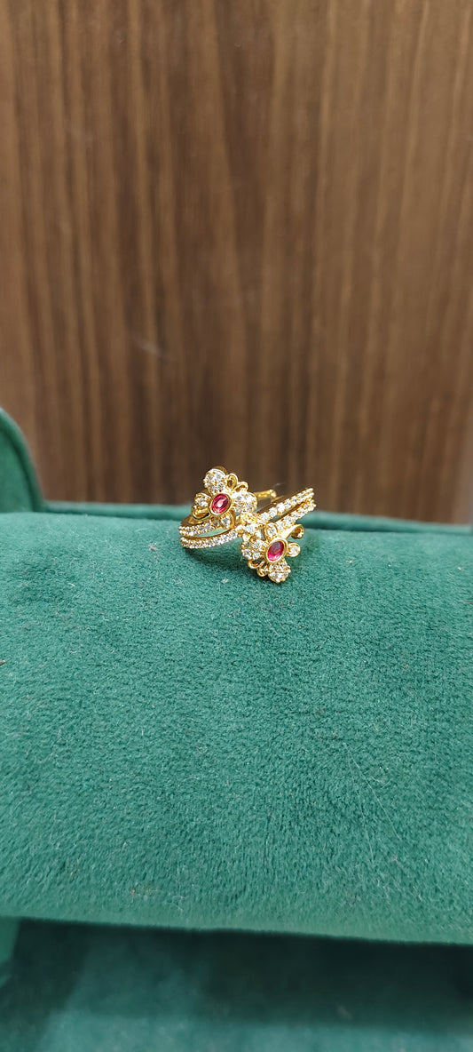 Premium gold look adjustable finger ring