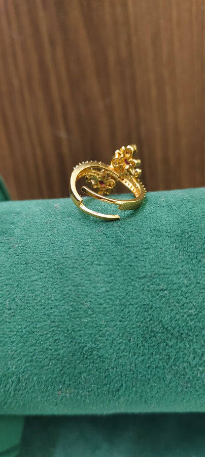 Premium gold look adjustable finger ring