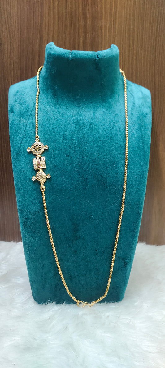 Premium nakshi finish 26" length rope chain with tirunamam with sanku chakram side pendant