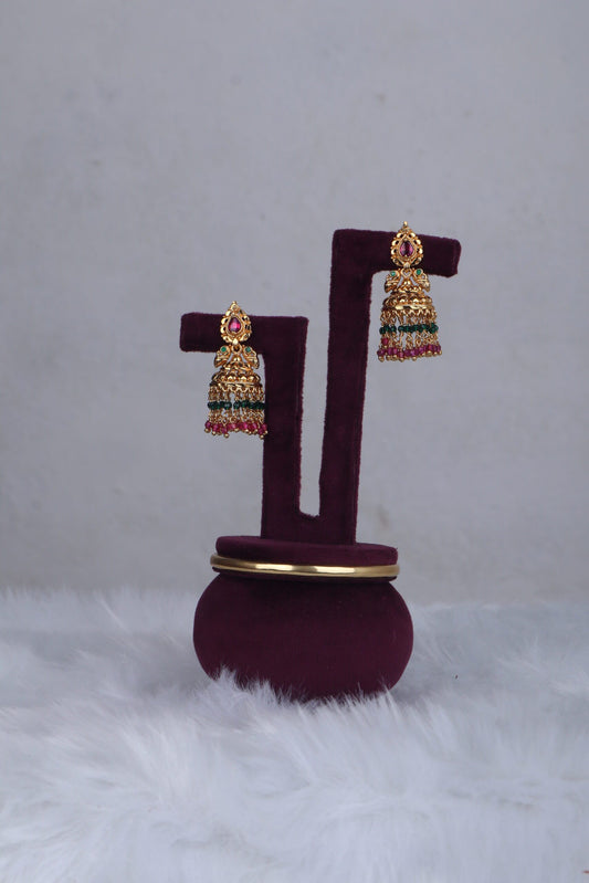 Dual Pearl Drop Jhumkas