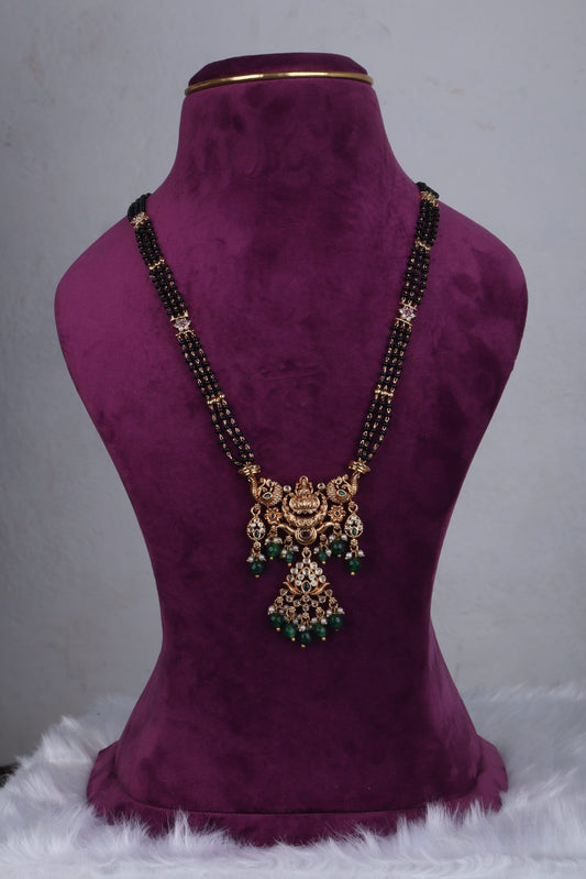 Emerald Nakshi Lakshmi Blackbeads(30-inch)