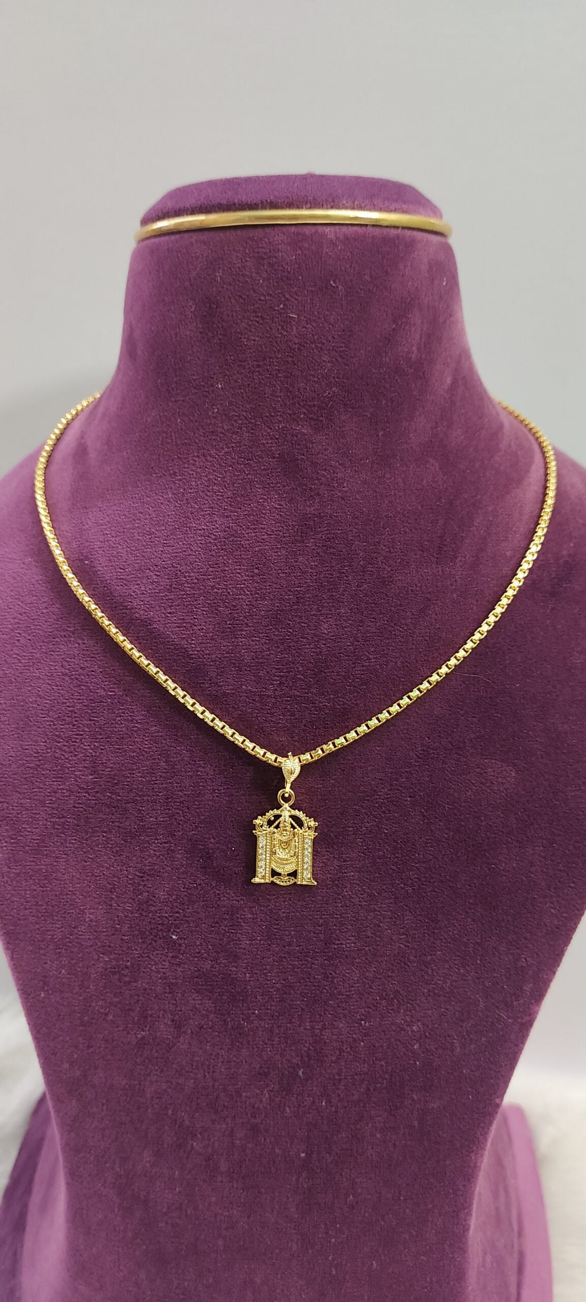 Lord balaji pendant with 18" microgold plated chain