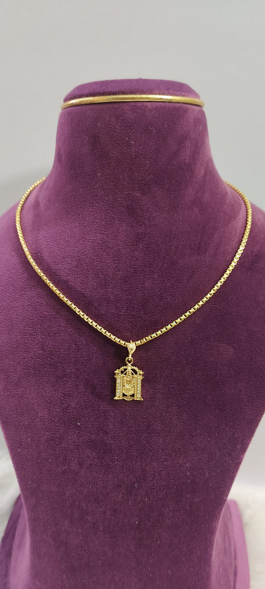 Lord balaji pendant with 18" microgold plated chain