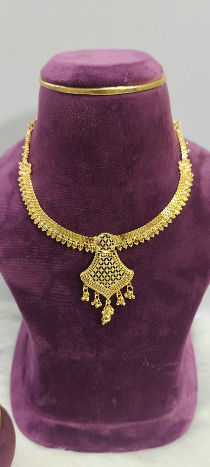 1 gram gold plated look necklace set with earrings