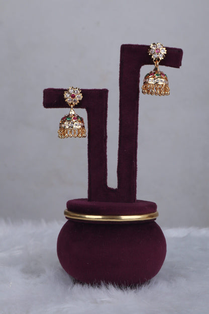 Floral Stone-Studded Jhumkas
