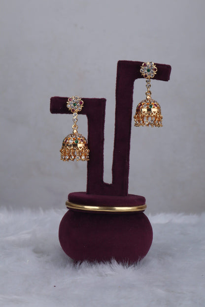 Multistone Hasli Panchaloham Jhumkas
