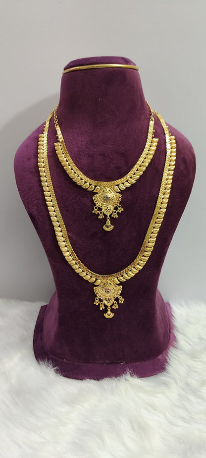 100% gold  look necklace and long haram combo set