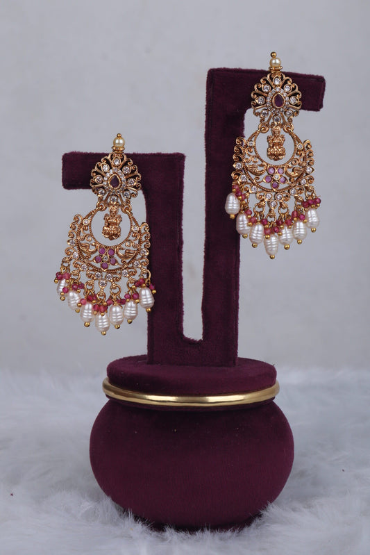 Opulent Lakshmi Chandbali with Pearls