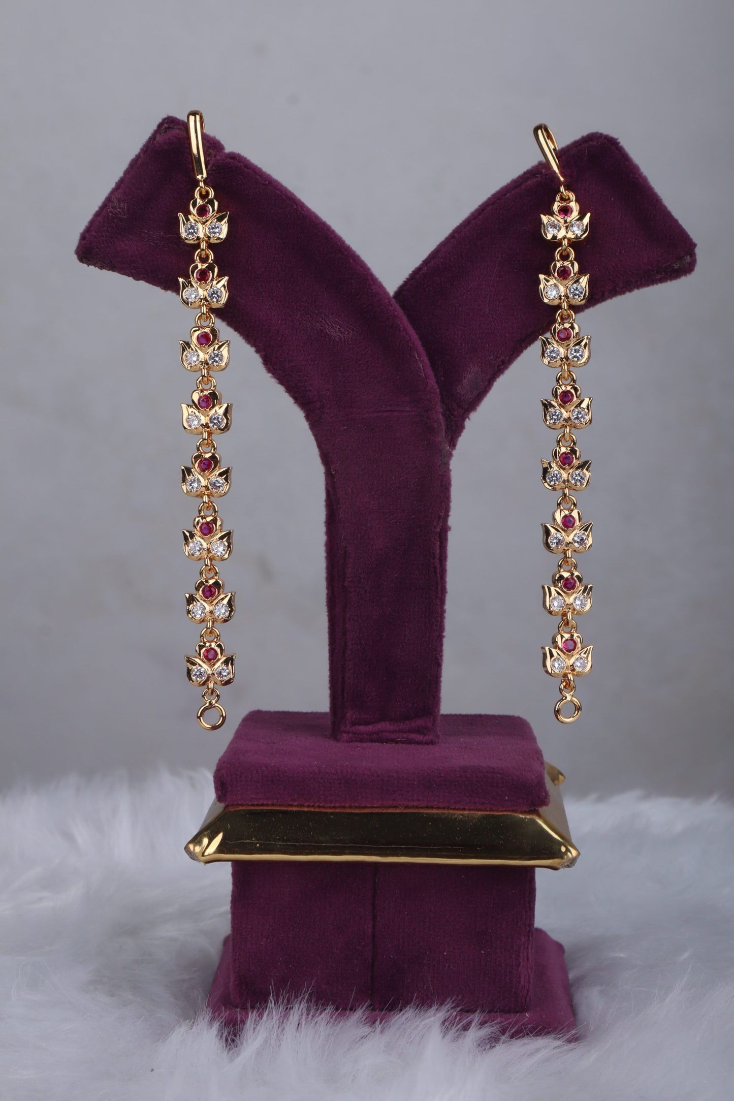 Pink Stone Panchaloham Earchains