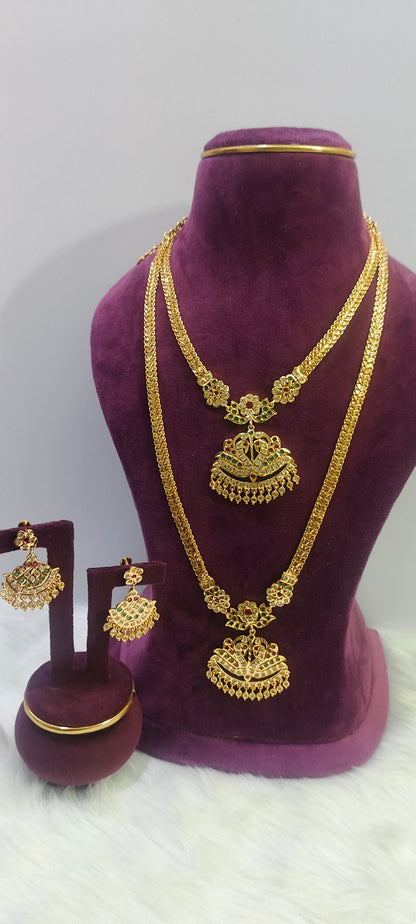 Panchaloham necklace and long haram set
