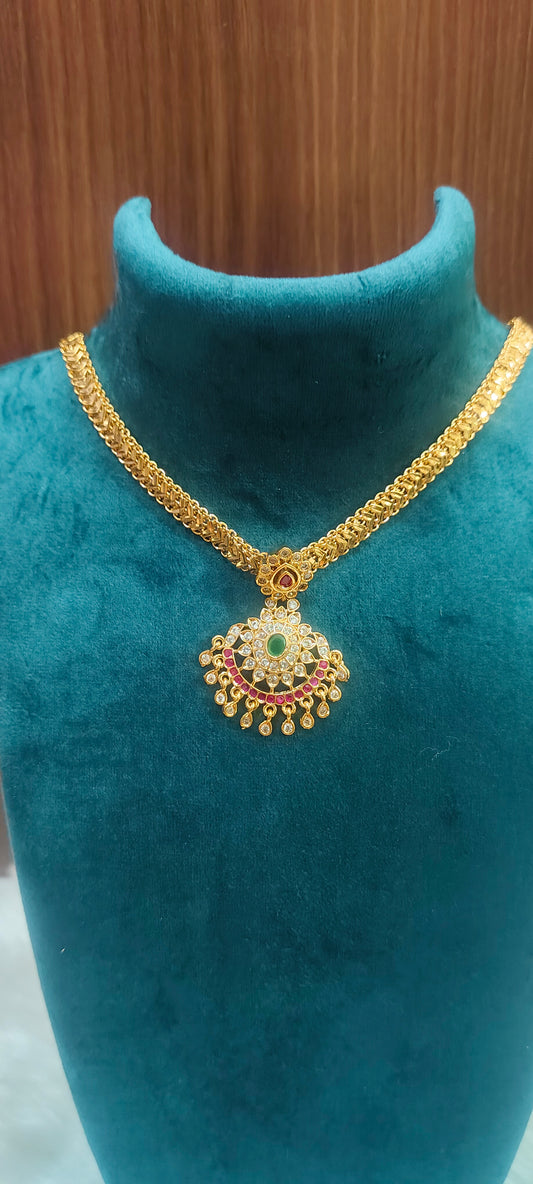 Premium nakshi gold look nanupatti necklace