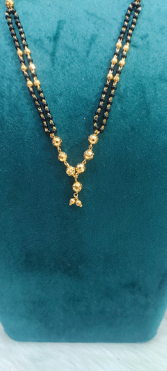 Premium gold look 18" length 2 line black beads