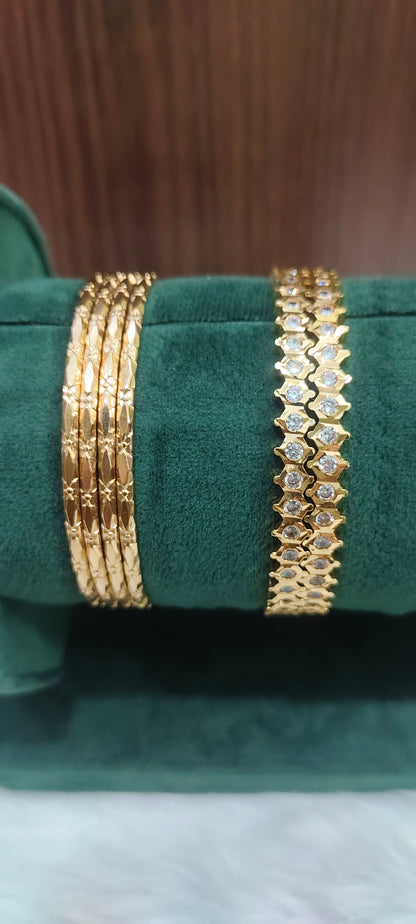 Pure panchaloham polished 2 bangles unpolished 4 bangles combo ( both will come same size)