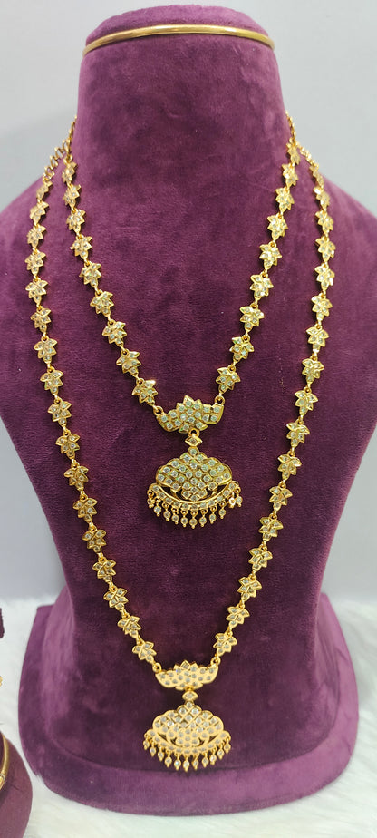 Pure panchaloham necklace and long haram combo set