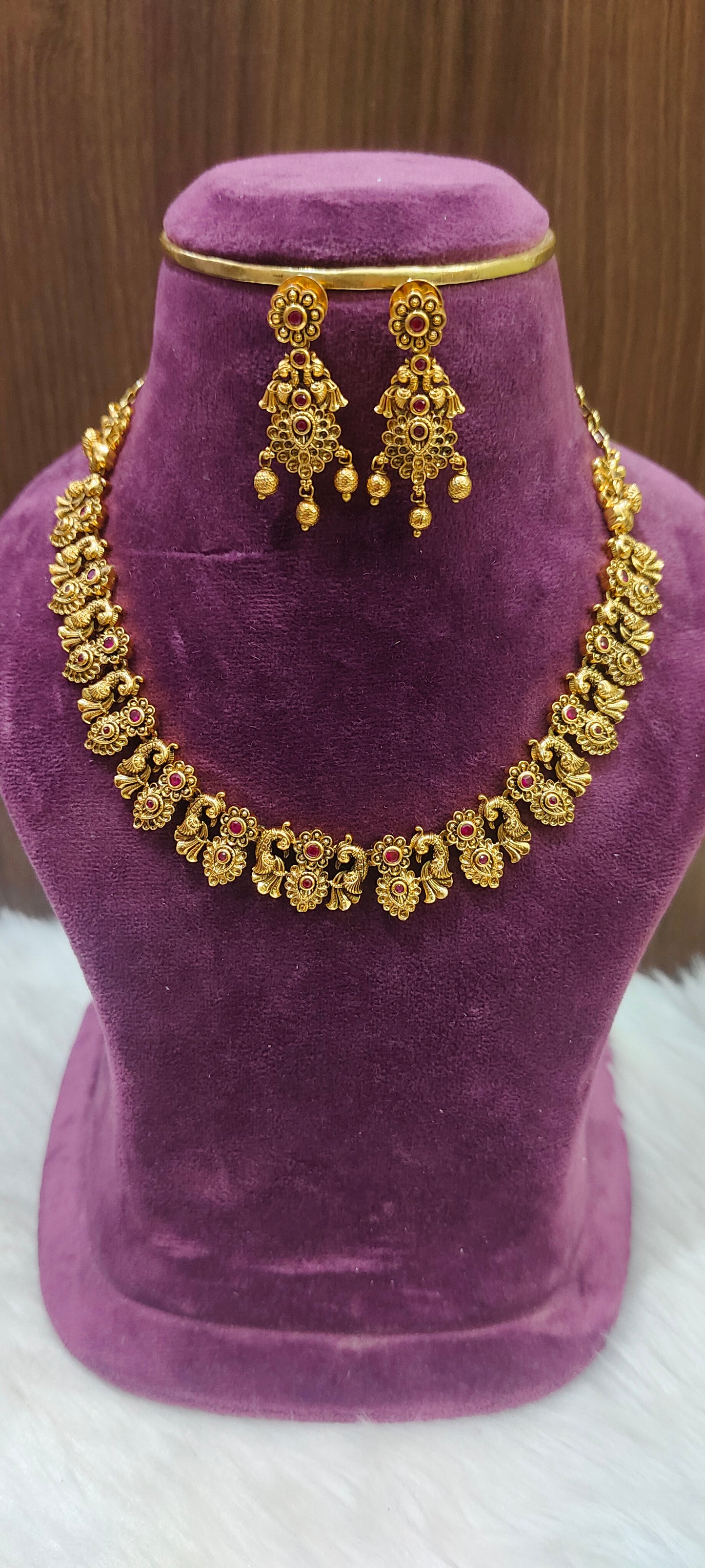Premium nakshi 3d embossed simple necklace set