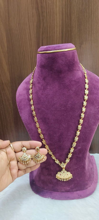 Pure panchaloham long haram with earrings