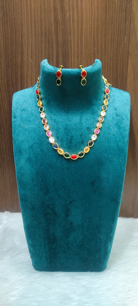 Pure panchaloham Trendy navaratna pattern necklace