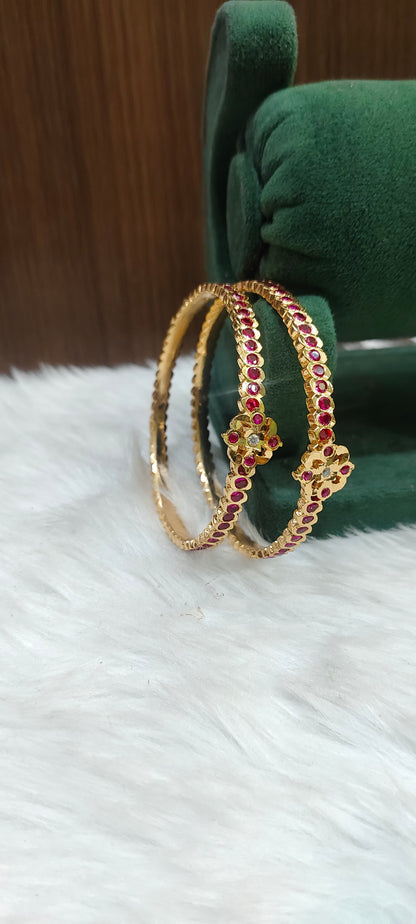 Pure panchaloham ruby colour 2 kada bangles