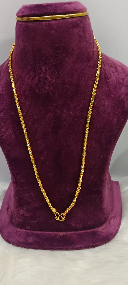 Premium micro gold plated 20" length 5 plus 1 chain and 8" length men's bracelet combo