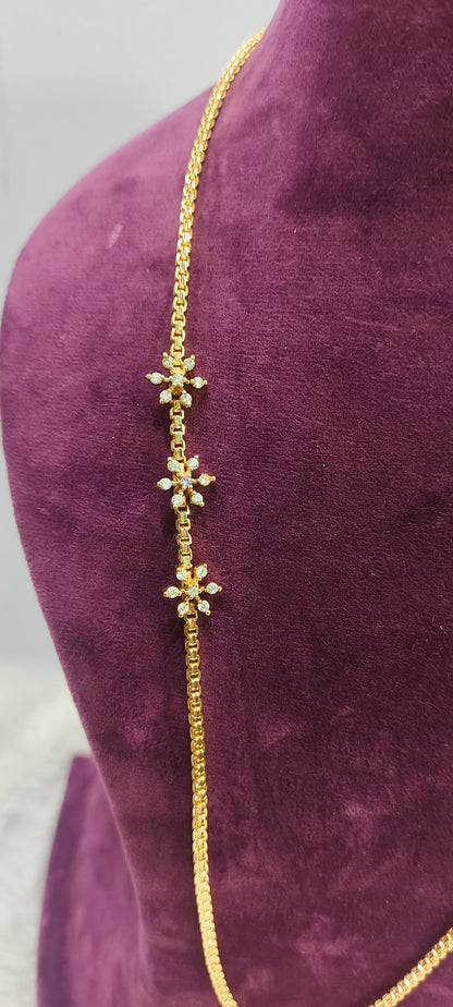 Premium micro gold 26" length thali chain (stone colour may changes)