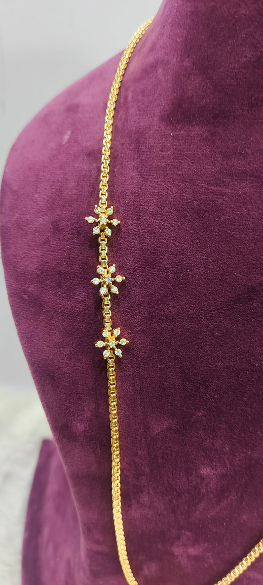 Premium micro gold 26" length thali chain (stone colour may changes)